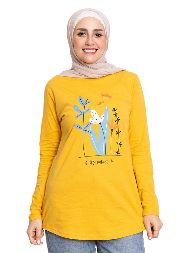 Sun Flower Printed Long - Sleeve Design 45 - Khotwh